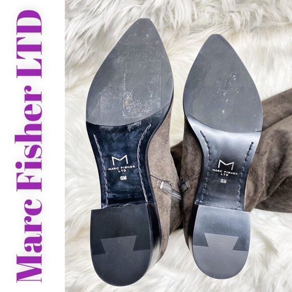 MARC FISHER LTD Yuna Gray Over-The-Knee Microsuede Boot, Size 6 - Picture 10 of 12